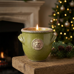 Load image into Gallery viewer, Kew Glazed Terracotta Candle Pot with Handles – Moss Green
