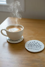 Load image into Gallery viewer, Porcelain Coaster - Mix and Match Botanical Design with Quote
