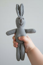 Load image into Gallery viewer, Knitted Bunny Rattle Grey
