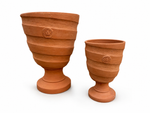 Load image into Gallery viewer, Botanical Elegance Terracotta Footed Urn - Set of 2

