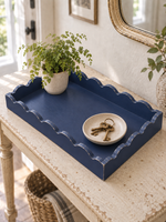 Load image into Gallery viewer, Rectangular Scalloped Tray in Indigo
