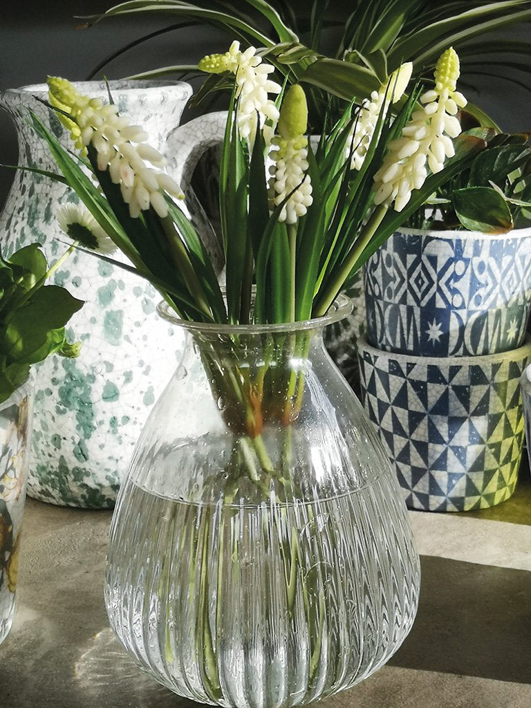 Ribbed Onion Vase Clear - set of 2