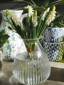 Ribbed Onion Vase Clear - set of 2