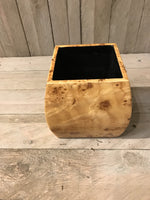 Load image into Gallery viewer, Small Square Convex Design Laquered Pale Wooden Cachepot
