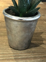 Load image into Gallery viewer, Glass Round Tapered Pot in Antique Silver finish - large
