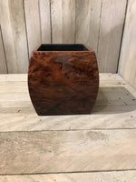 Load image into Gallery viewer, Small Square Convex Design Lacquered  Dark Wooden Cachepot
