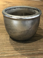 Load image into Gallery viewer, Glass Round Pot in Antique Silver finish - large
