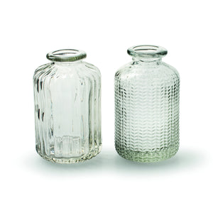 Jazz Clear Mini Bottle Vases - Pack of 4 (2 of each design)