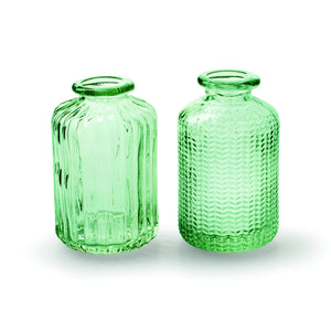Jazz Green Mini Bottle Vases - Pack of 4 (2 of each design)