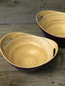 Set of 2 Oval Bamboo Bowls - Aubergine
