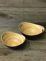 Load image into Gallery viewer, Set of 2 Oval Bamboo Bowls - Aubergine
