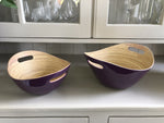 Load image into Gallery viewer, Set of 2 Oval Bamboo Bowls - Aubergine
