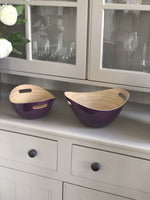 Load image into Gallery viewer, Set of 2 Oval Bamboo Bowls - Aubergine

