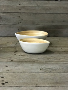 Set of 2 Bamboo Leaf Bowls - White