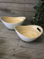 Load image into Gallery viewer, Set of 2 Oval Bamboo Bowls - White
