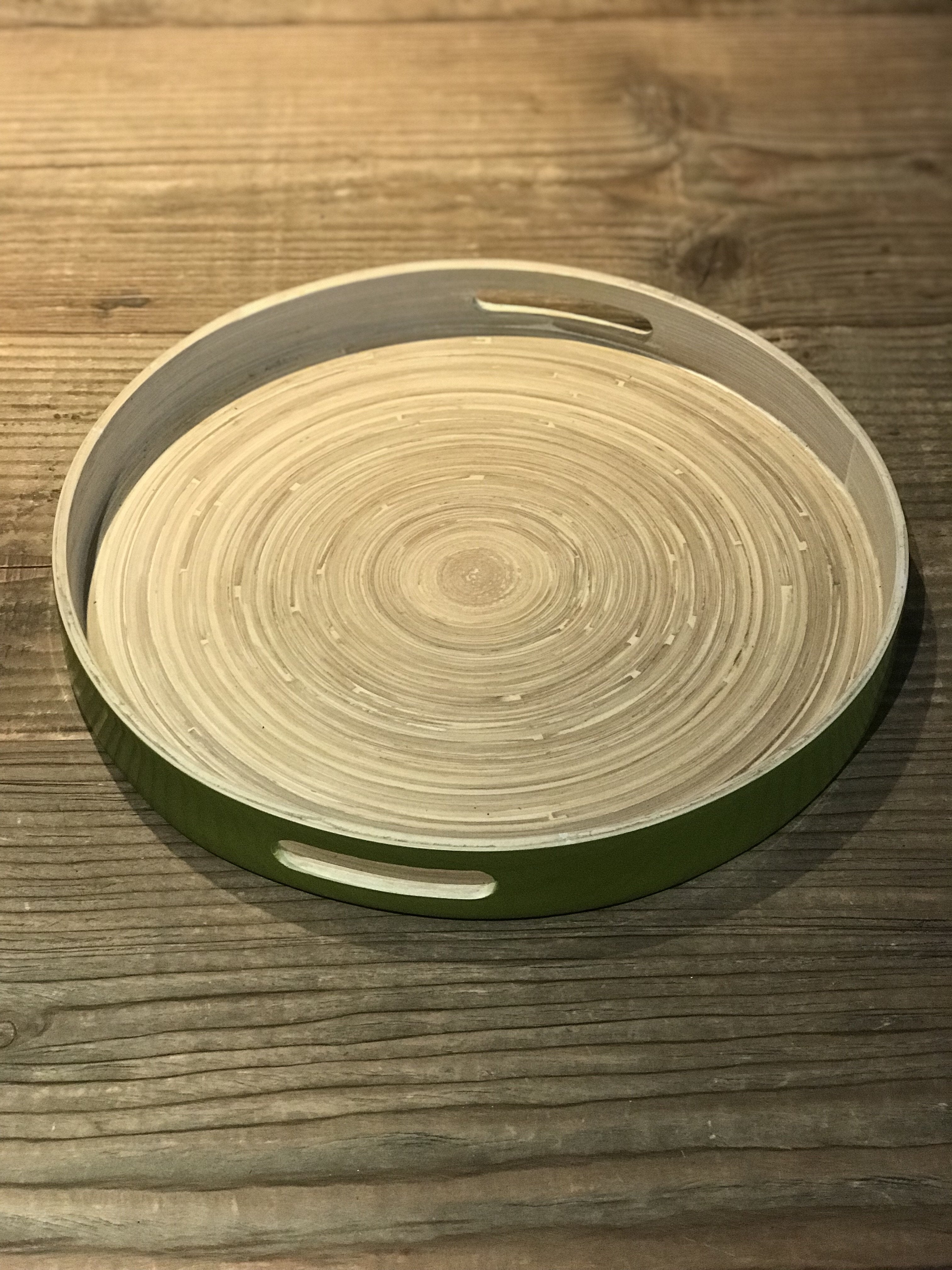 Round Bamboo Tray - Green