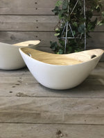 Load image into Gallery viewer, Set of 2 Oval Bamboo Bowls - White
