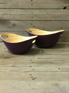 Set of 2 Oval Bamboo Bowls - Aubergine