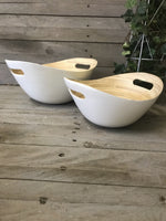 Load image into Gallery viewer, Set of 2 Oval Bamboo Bowls - White
